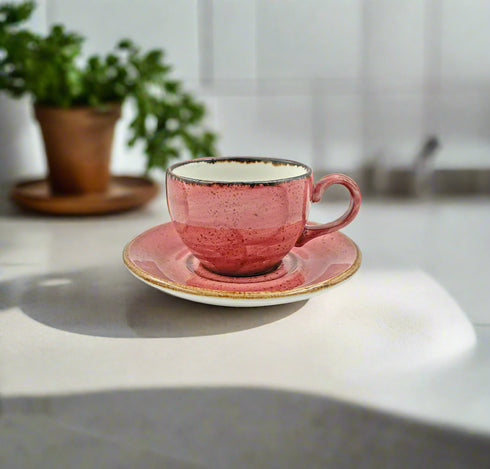 Raspberry Coffee Cup & Saucer - Vj Coffee